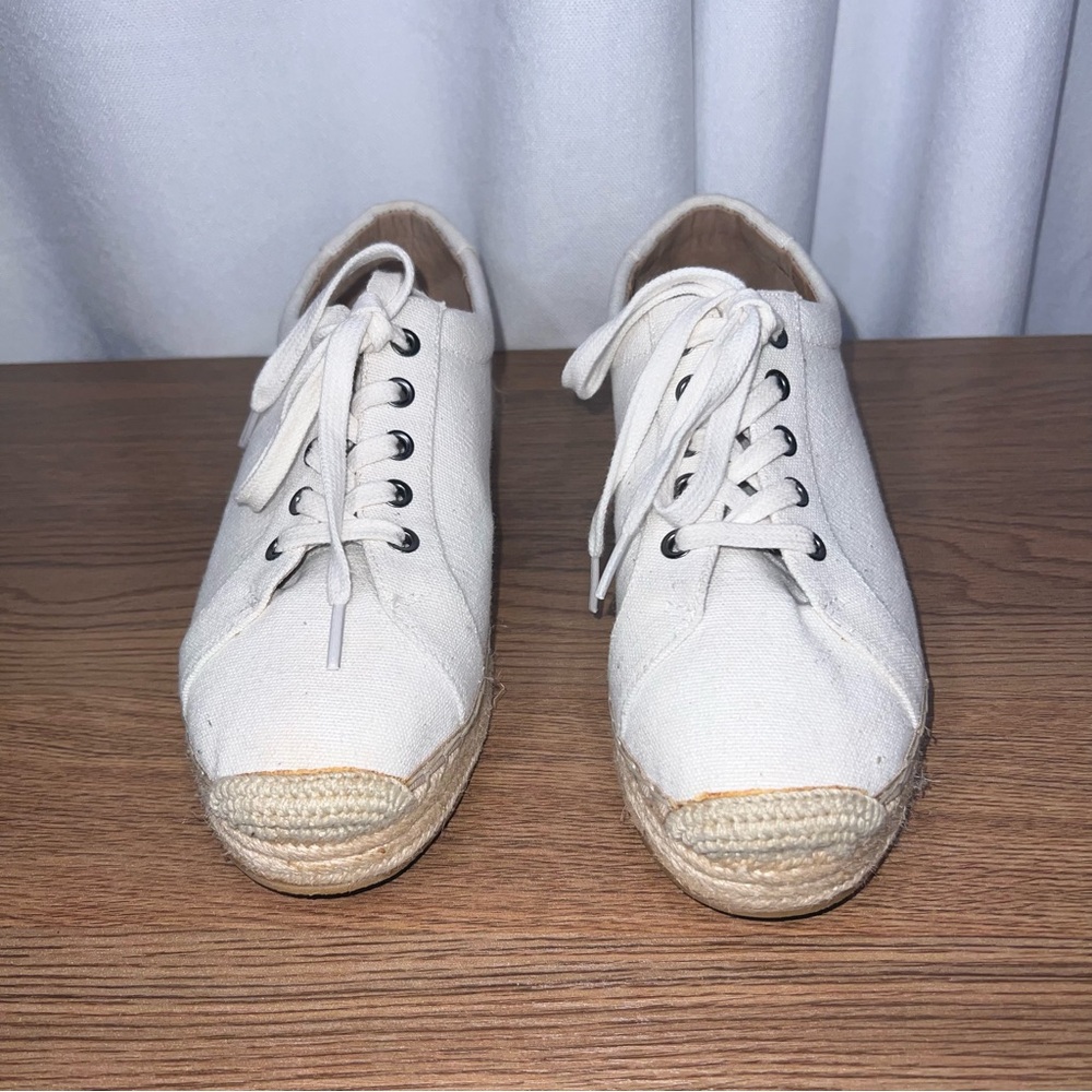 J. Jill White Canvas Espadrille Lace-Up Sneakers Size 9.5 Casual Summer